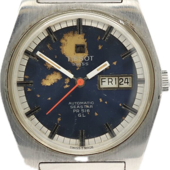 Vintage 36mm Tissot 46572-6X Sea Star PR516 Men's Automatic Wristwatch 796 - Picture 1 of 6